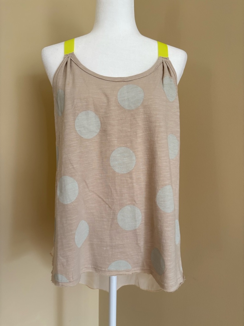 Others Follow Beige Polka Dot Camisole with Neon Yellow Straps